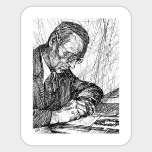 HERMANN HESSE ink portrait .2 Sticker